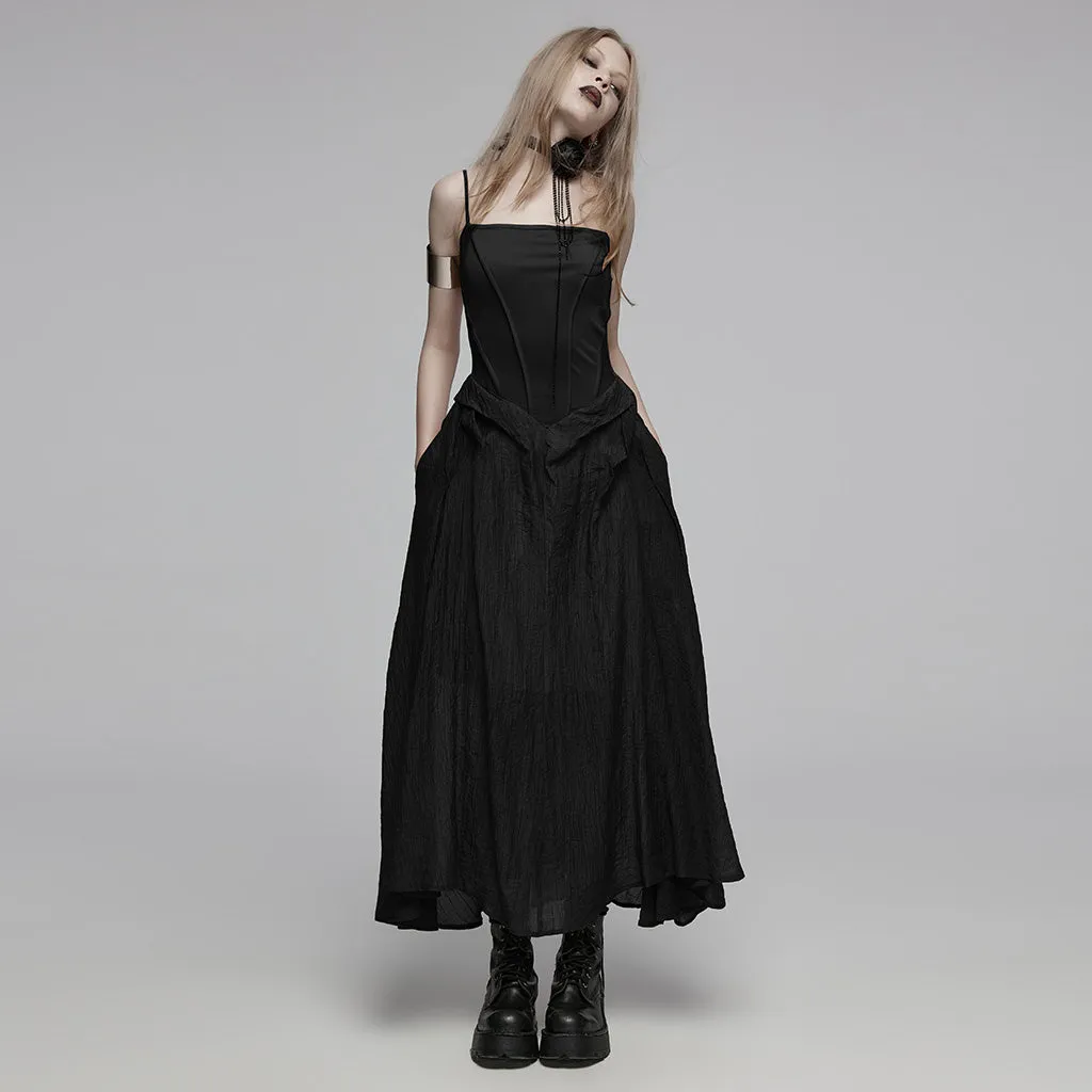 Sophisticated 3D Cut Of The Hem Long Slip Diagonal Texture Tencel Dress