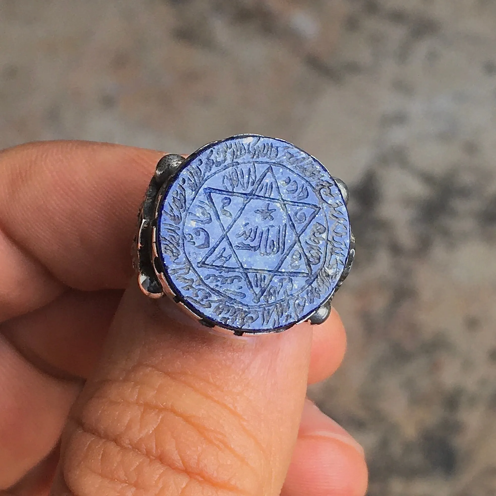 Sterling Silver Seal of Solomon Ring Handmade Lapis Lazuli Unique Talisman