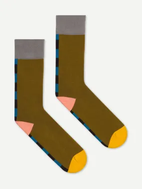 Striped Back Socks Khaki