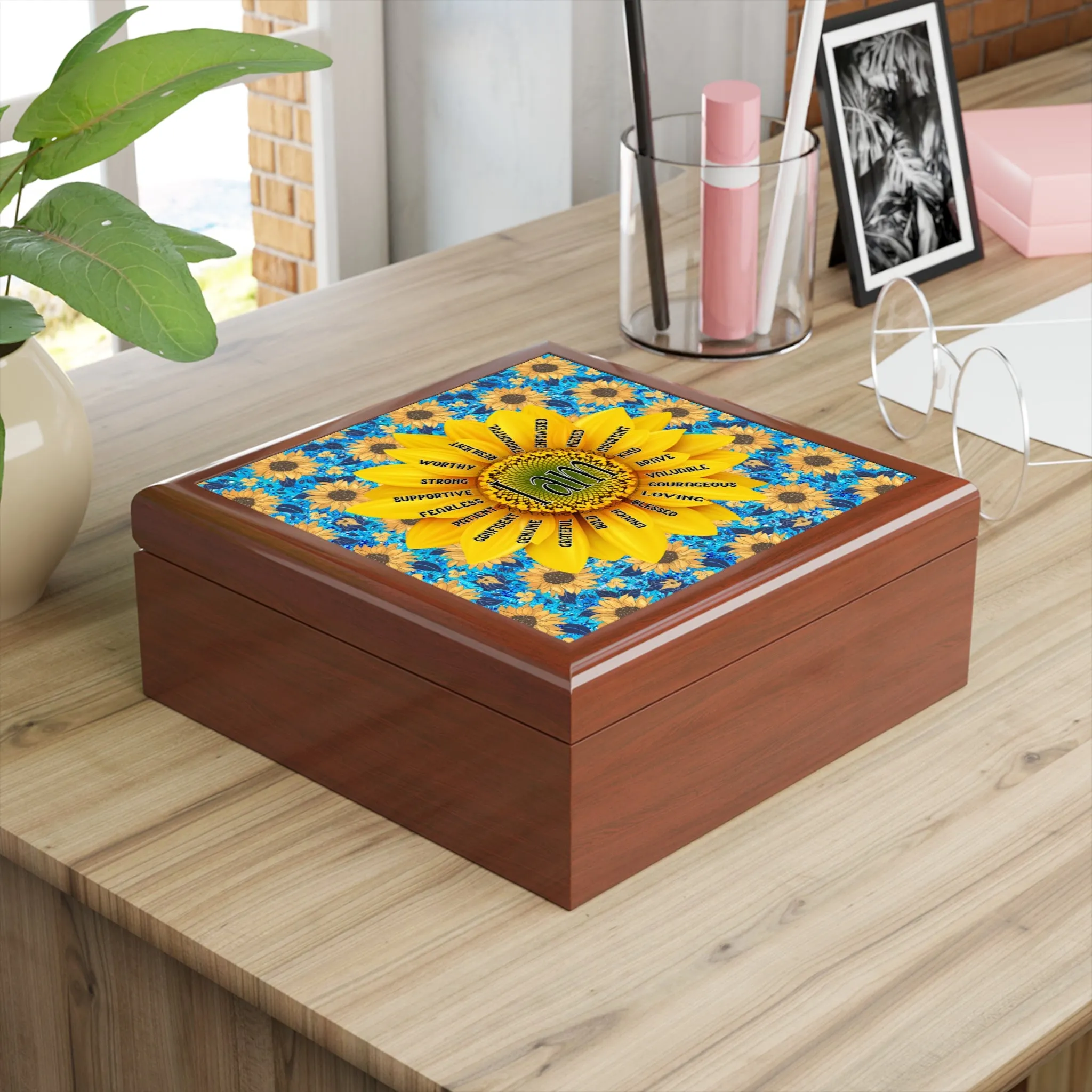 Sunflower Affirmation Jewelry Box