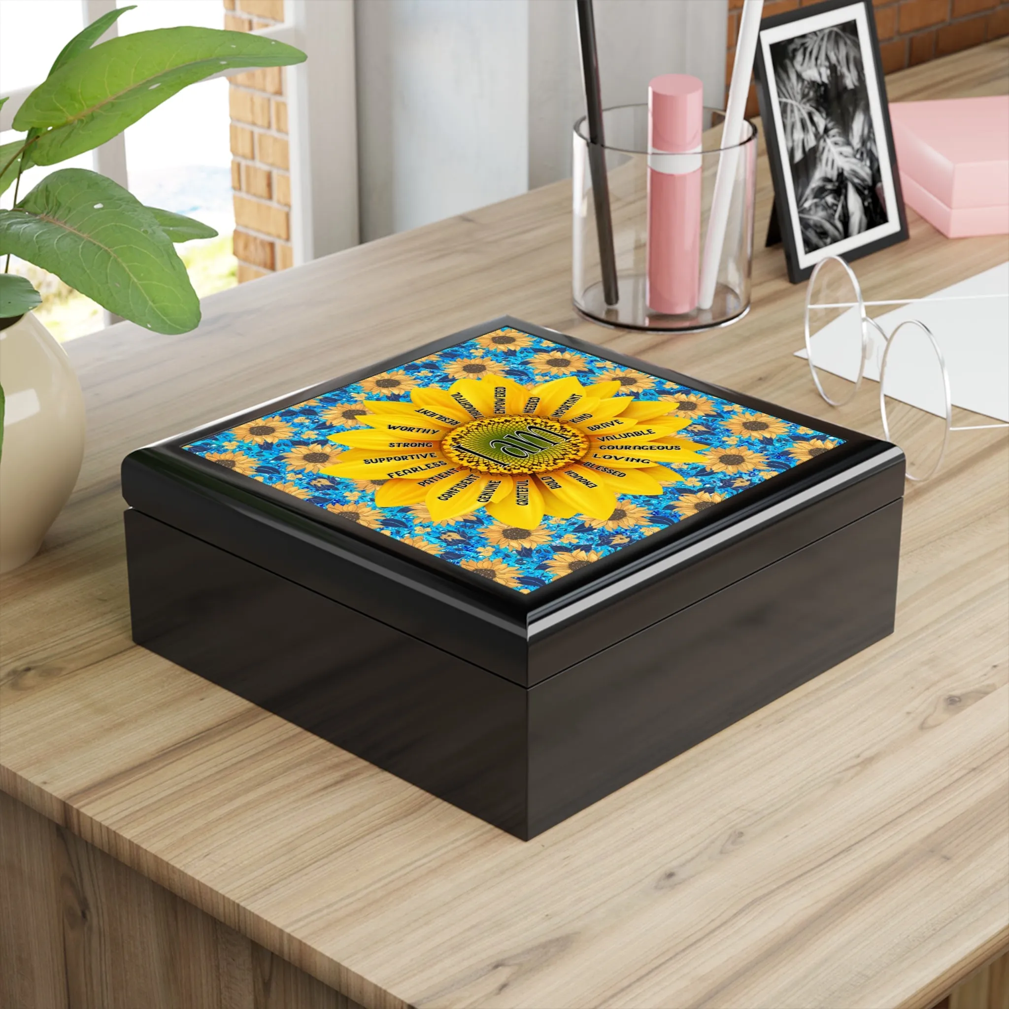 Sunflower Affirmation Jewelry Box