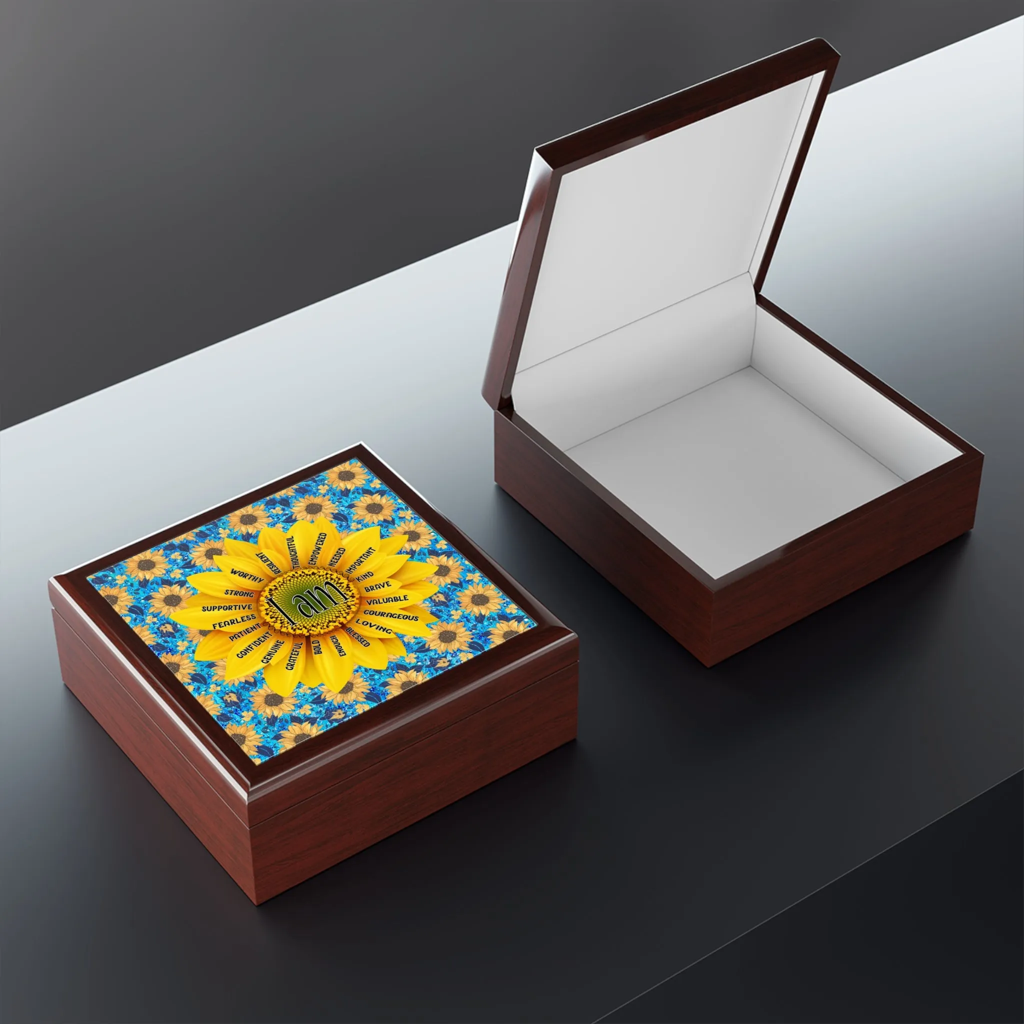 Sunflower Affirmation Jewelry Box