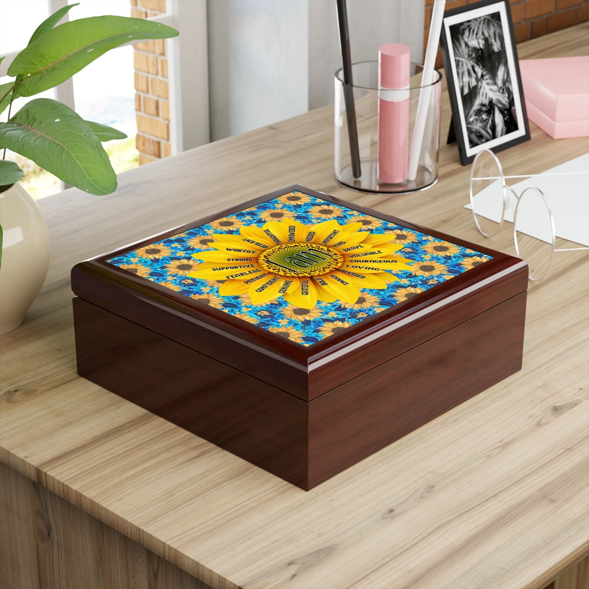 Sunflower Affirmation Jewelry Box