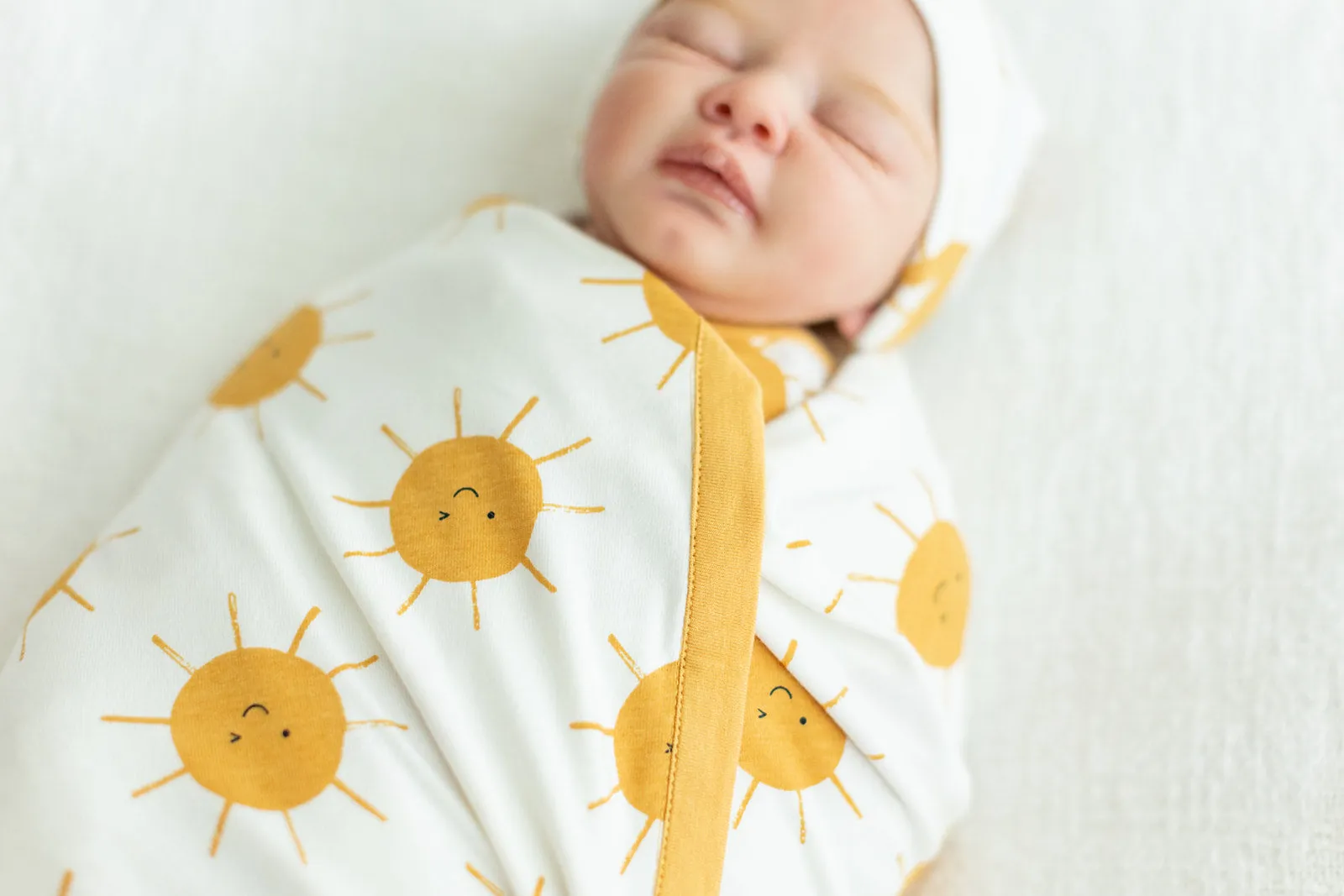 Sunshine Swaddle Blanket & Newborn Hat Set