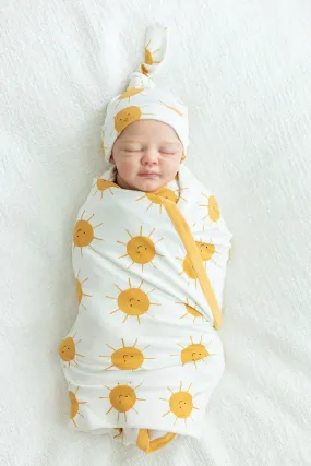 Sunshine Swaddle Blanket & Newborn Hat Set