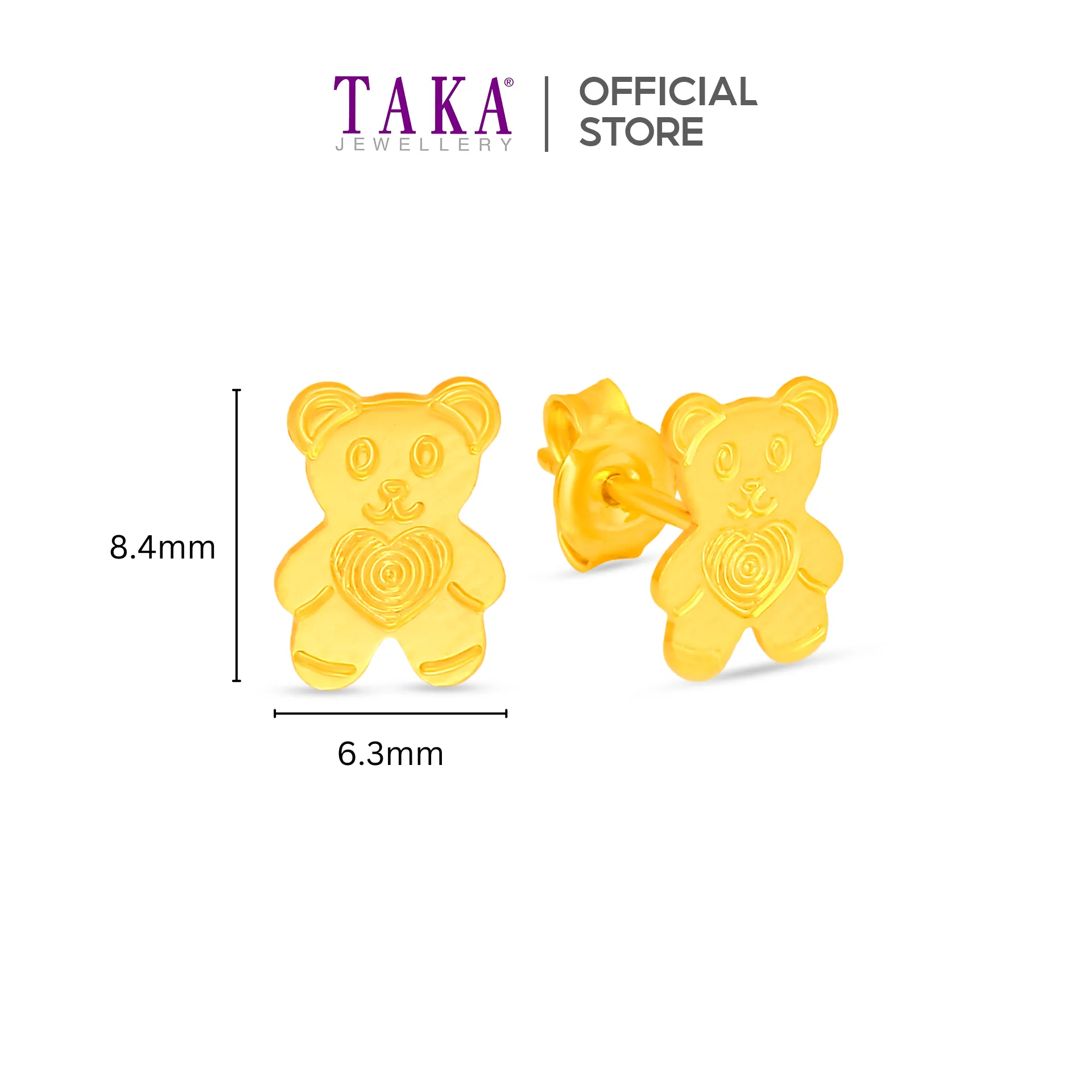 TAKA Jewellery 916 Gold Earrings Bear