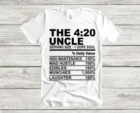 The 4:20 Uncle Funny Nutrition Facts Cannabis Smoker Weed T-shirt