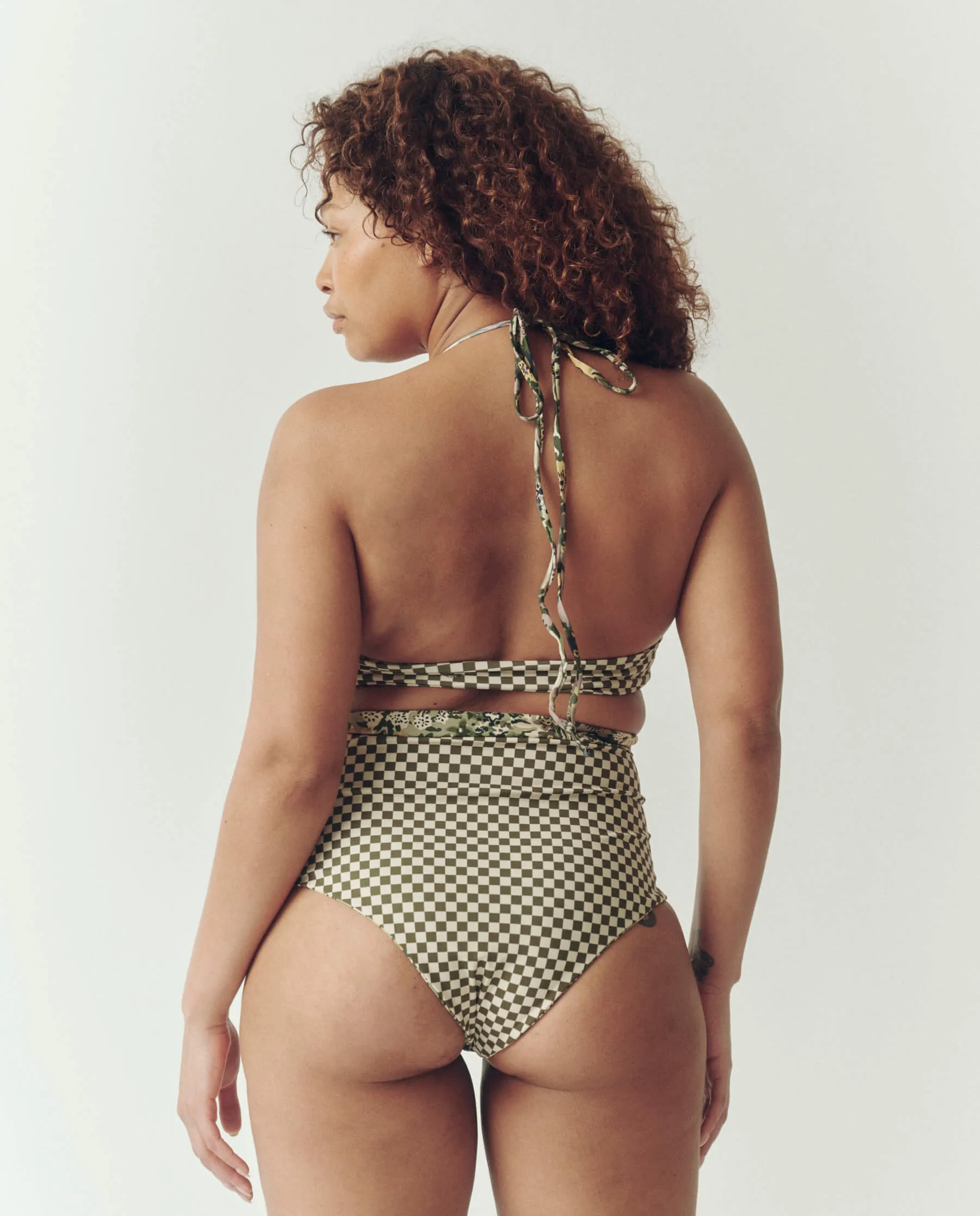 The Reversible High-Rise Brief. -- Seaglass Heirloom Floral and Light Army Check