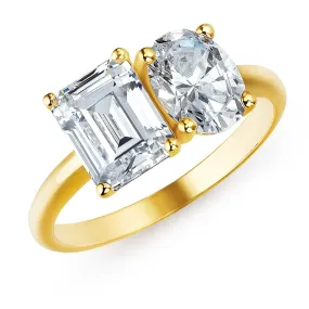 Toi et Moi Oval and Emerald Cut Ring