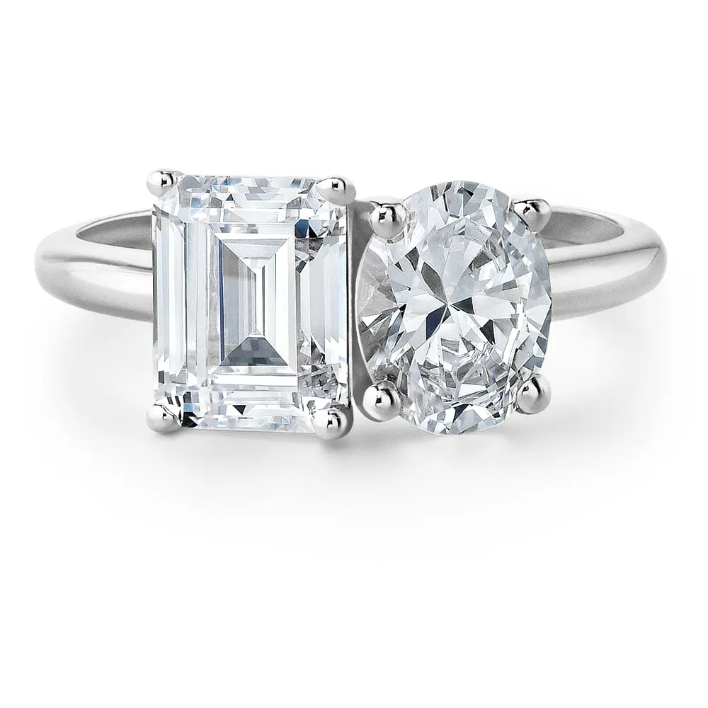 Toi et Moi Oval and Emerald Cut Ring