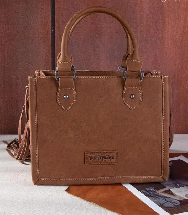 Trinity Ranch cowhide tote crossbody in tan