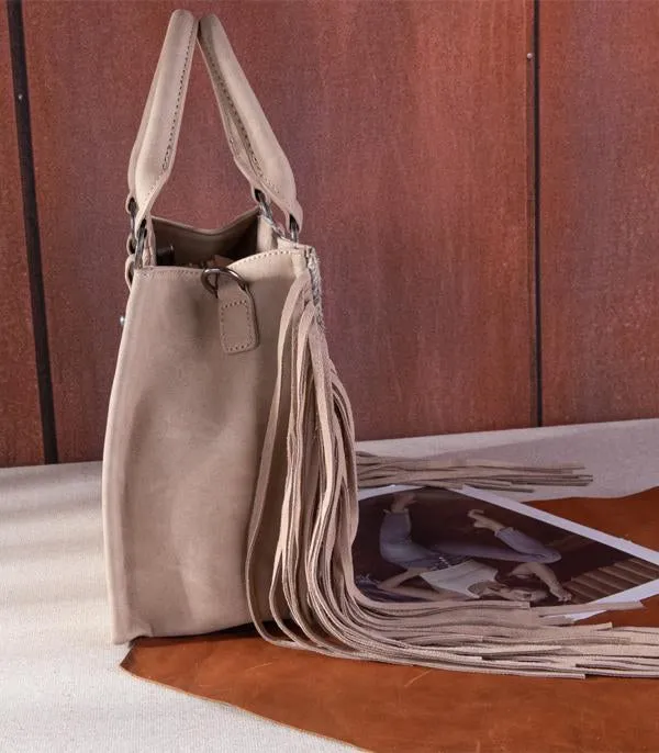 Trinity Ranch cowhide tote crossbody in tan