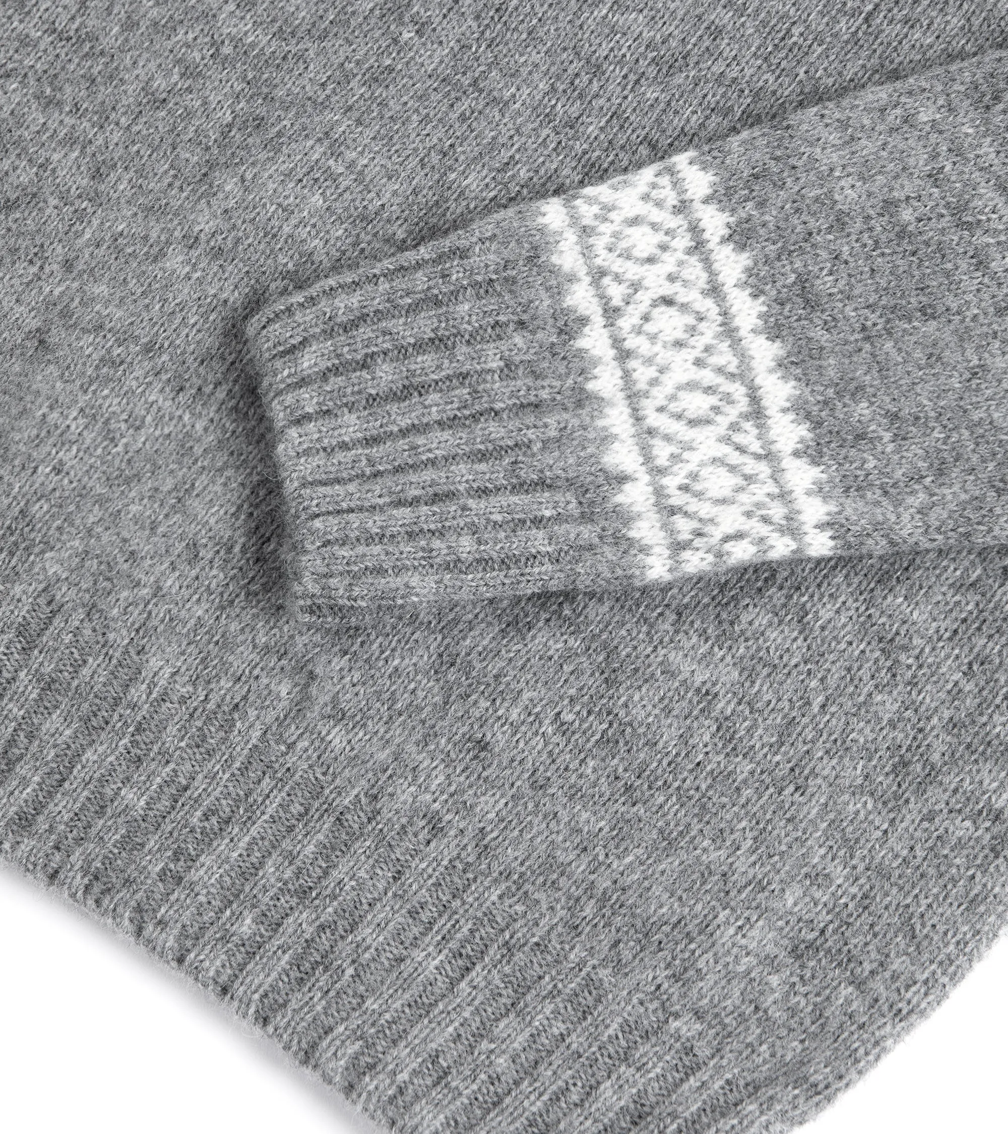 Trunk Elm Fairisle Crew Neck Sweater: Grey