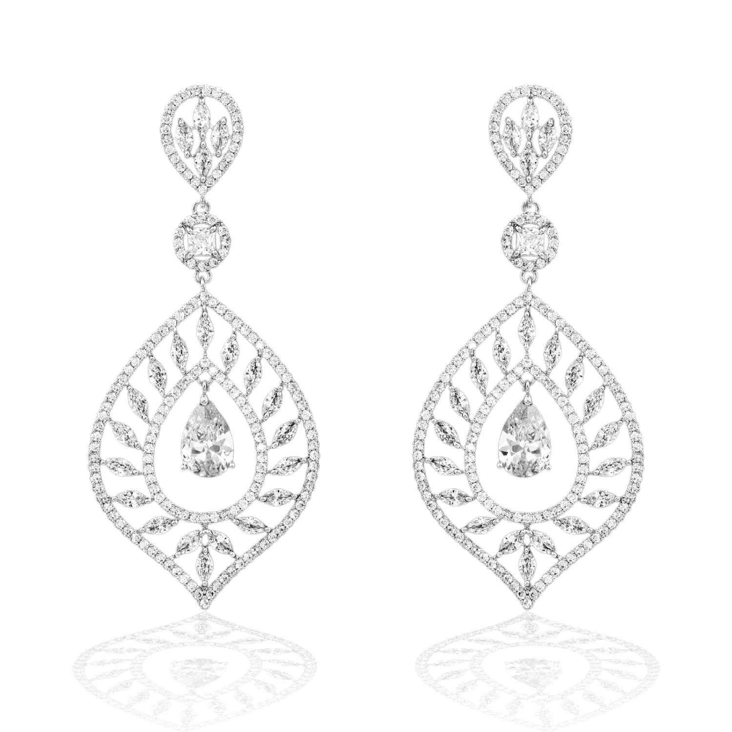 Unique Marquise Layered Earrings in CZ