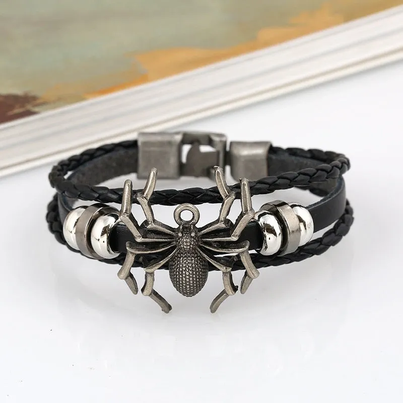 Unique Spider Lace-up Leather Bracelet