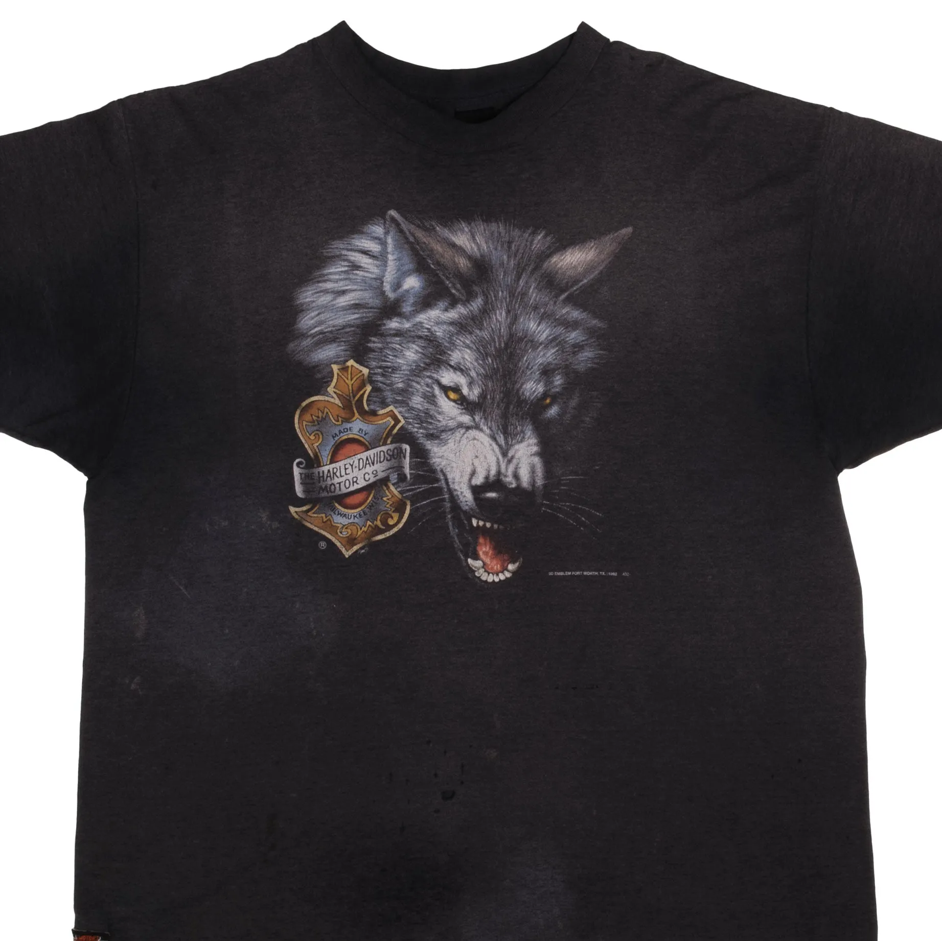 VINTAGE 3D EMBLEM HARLEY DAVIDSON WOLF TEE SHIRT 1992 3XL MADE IN USA