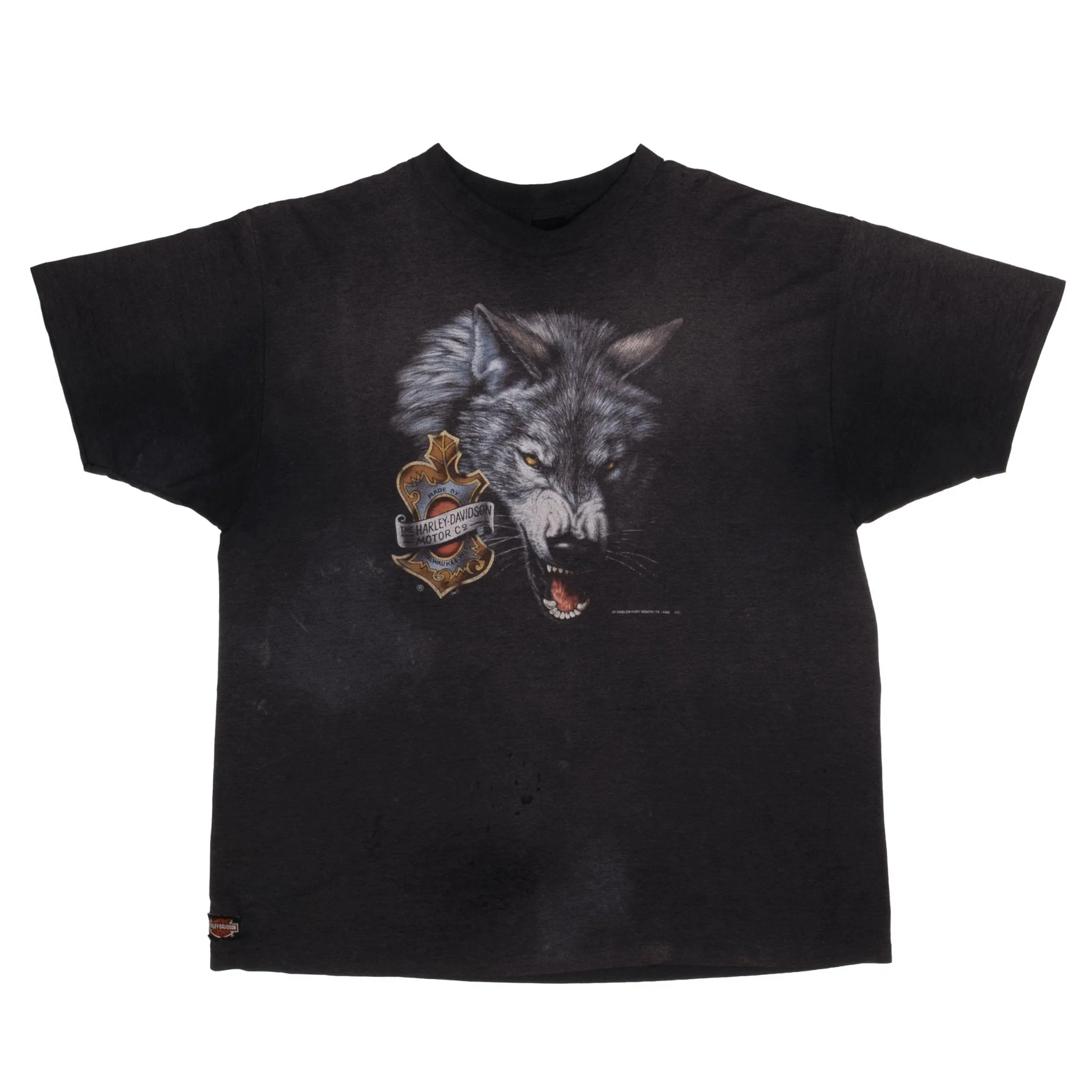 VINTAGE 3D EMBLEM HARLEY DAVIDSON WOLF TEE SHIRT 1992 3XL MADE IN USA