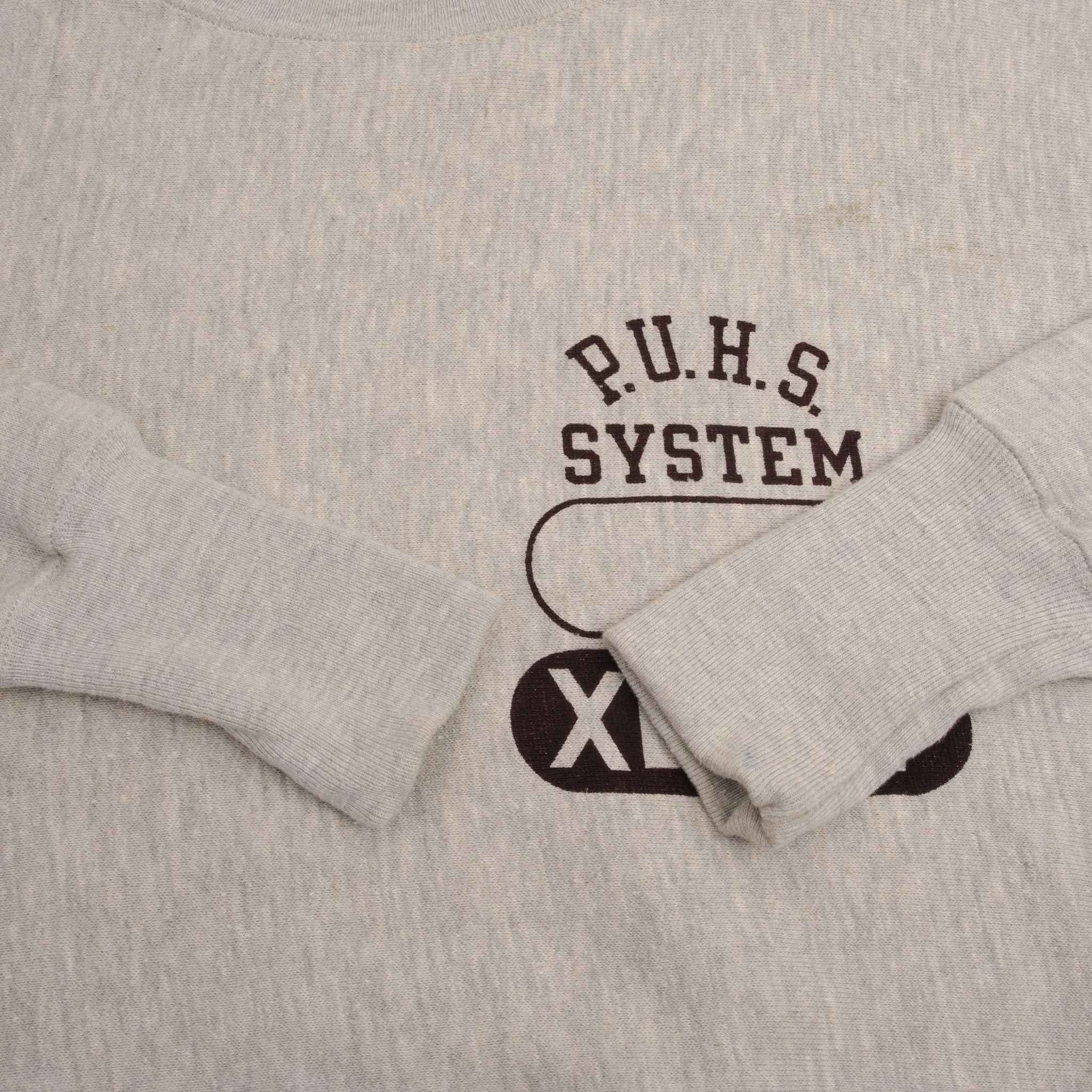 VINTAGE CHAMPION P.U.H.S SYSTEM REVERSE WEAVE SWEATSHIRT 1970S XL MADE IN USA