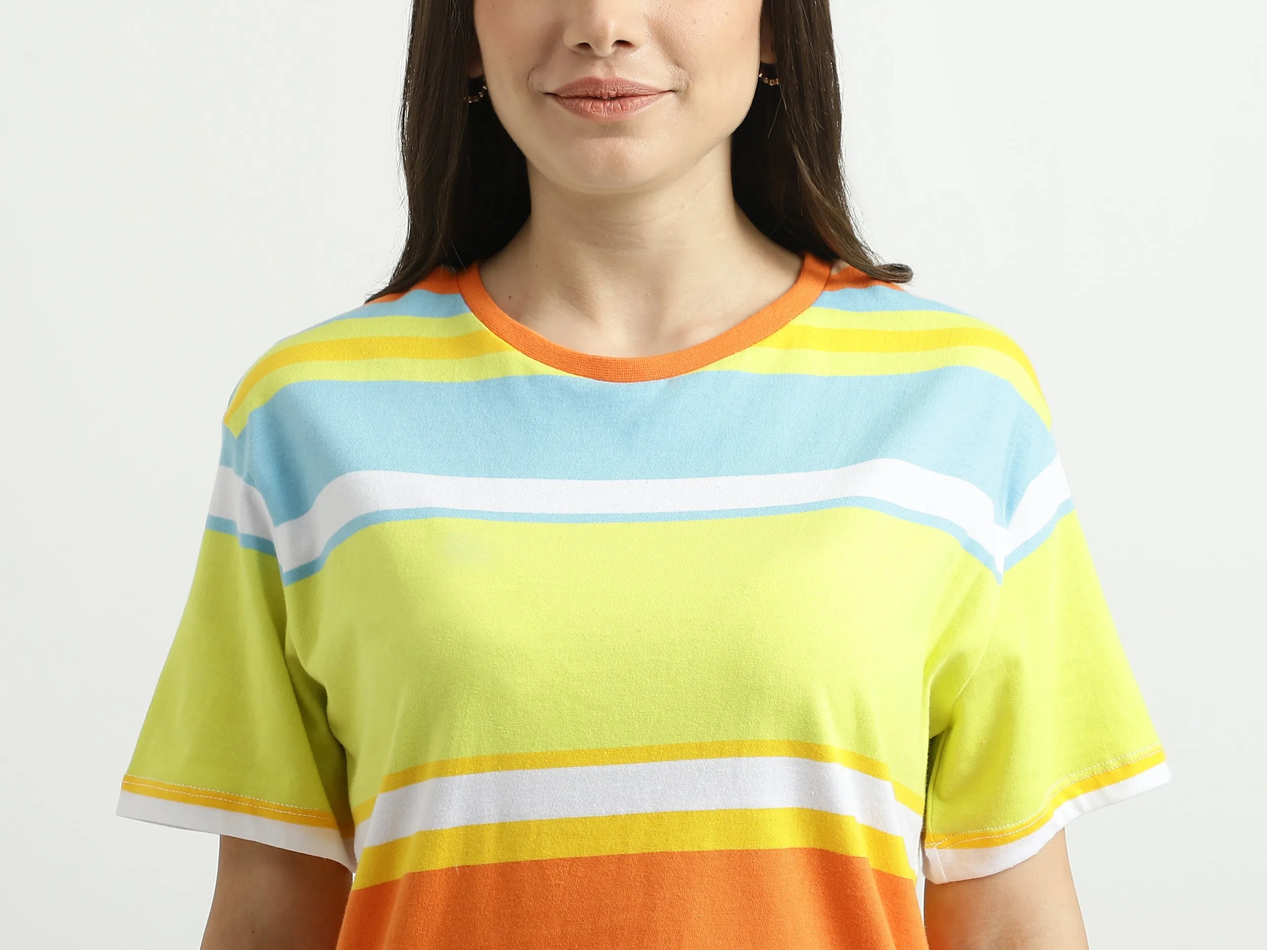 Women Striped Round Neck T-shirt