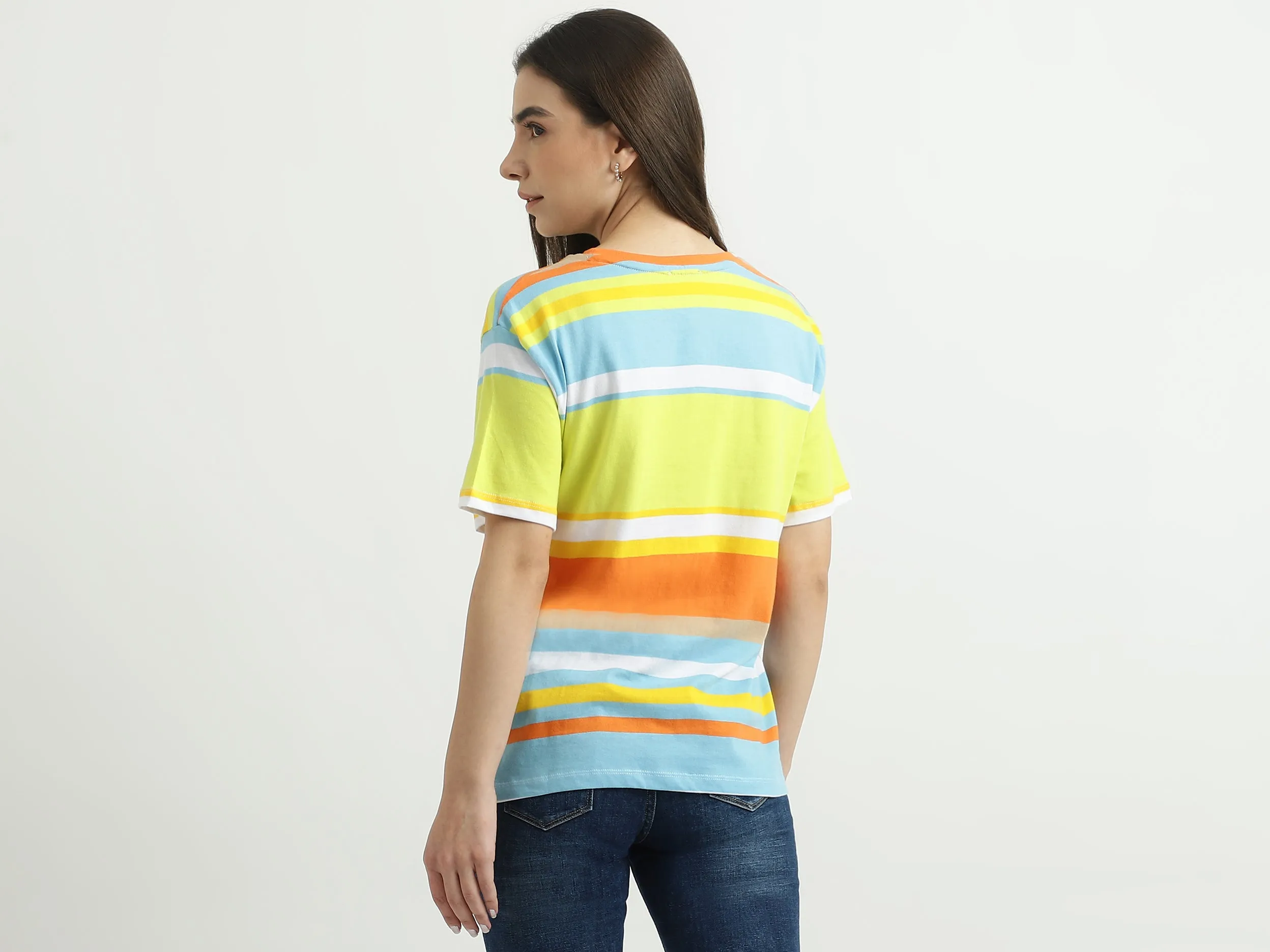 Women Striped Round Neck T-shirt