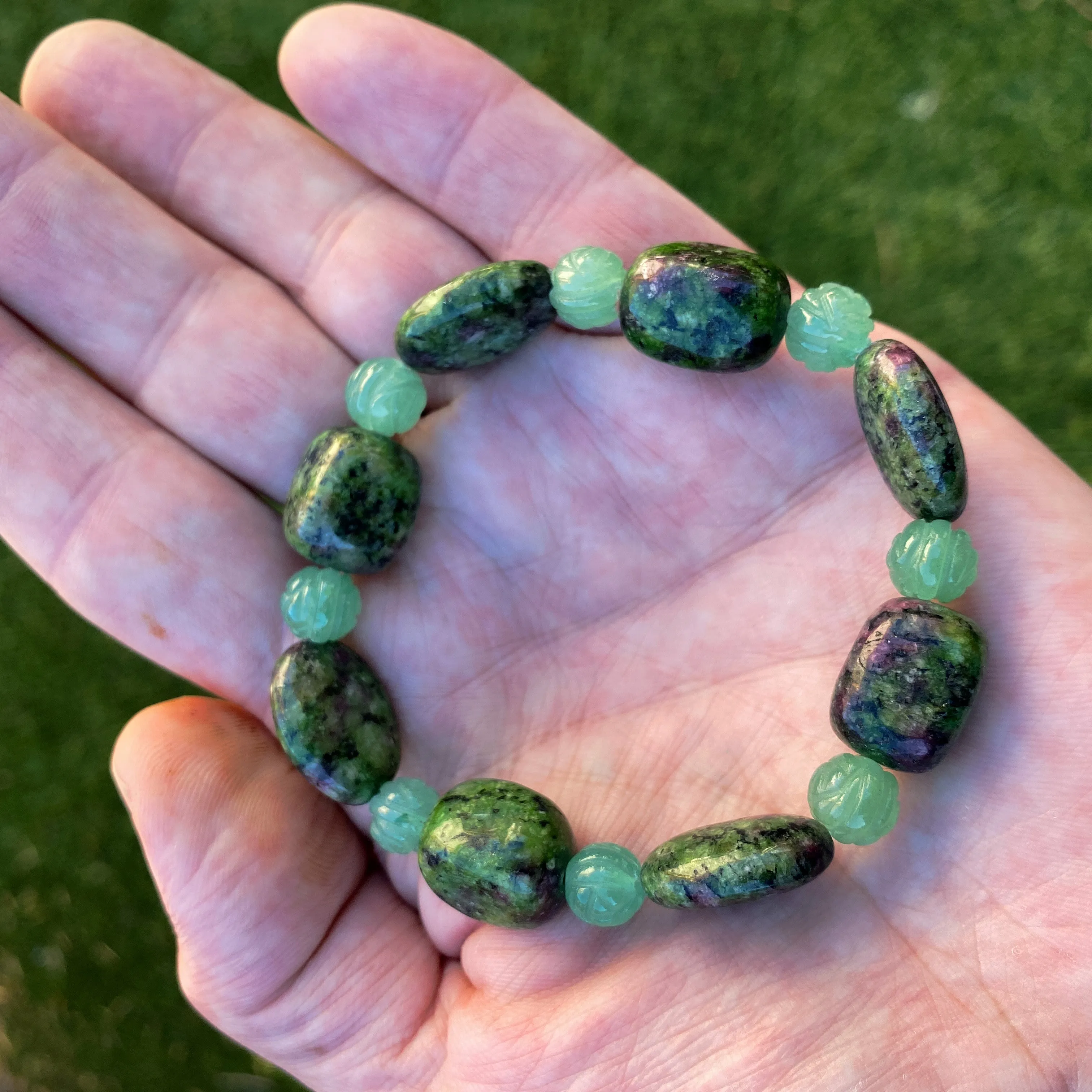 Women's Ruby Zoisite gemstone stretch Bracelet