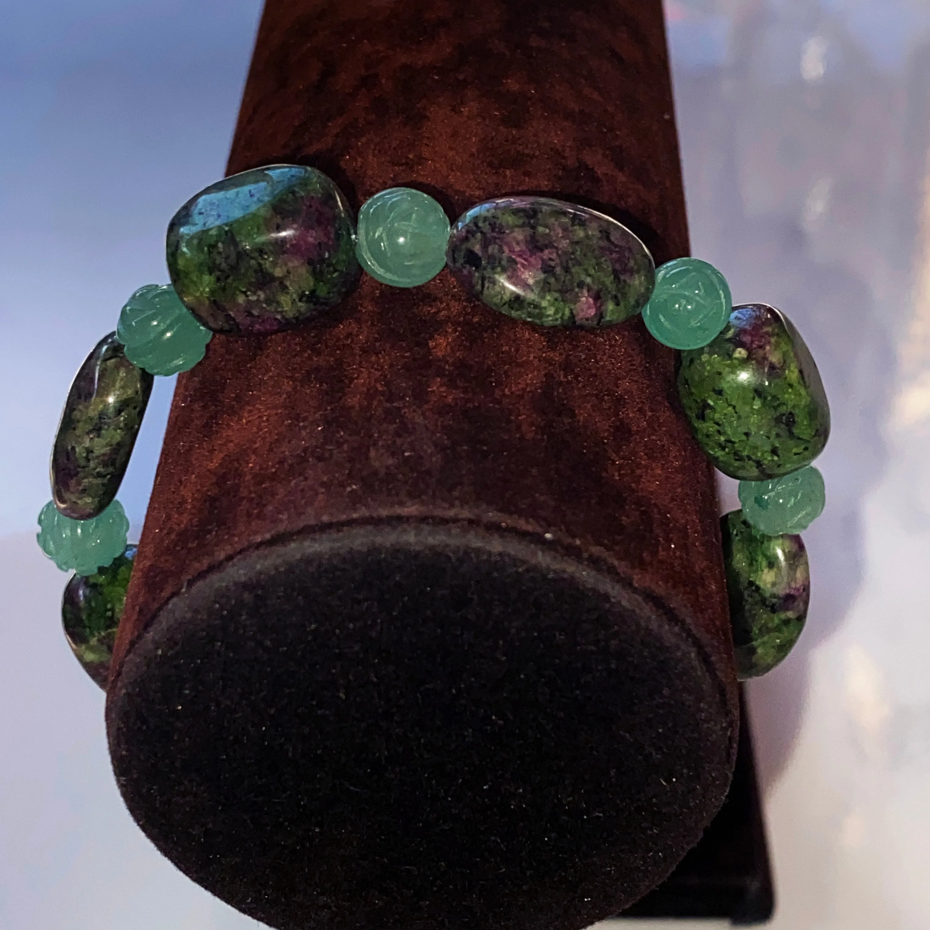 Women's Ruby Zoisite gemstone stretch Bracelet