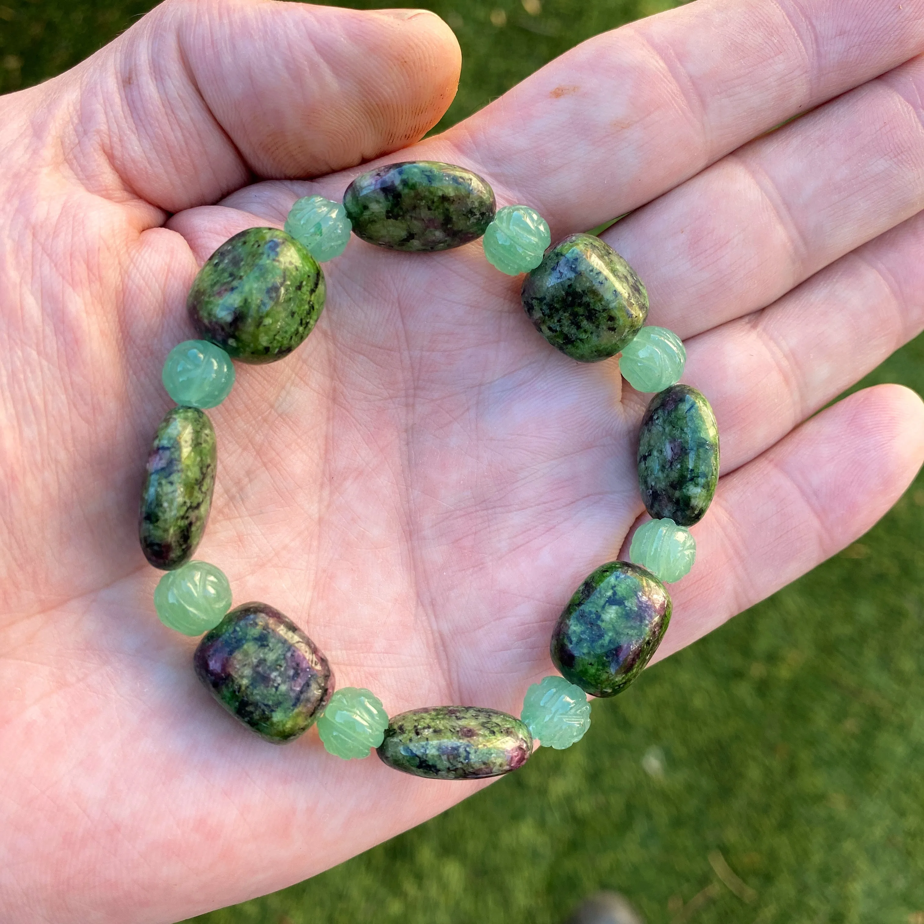 Women's Ruby Zoisite gemstone stretch Bracelet