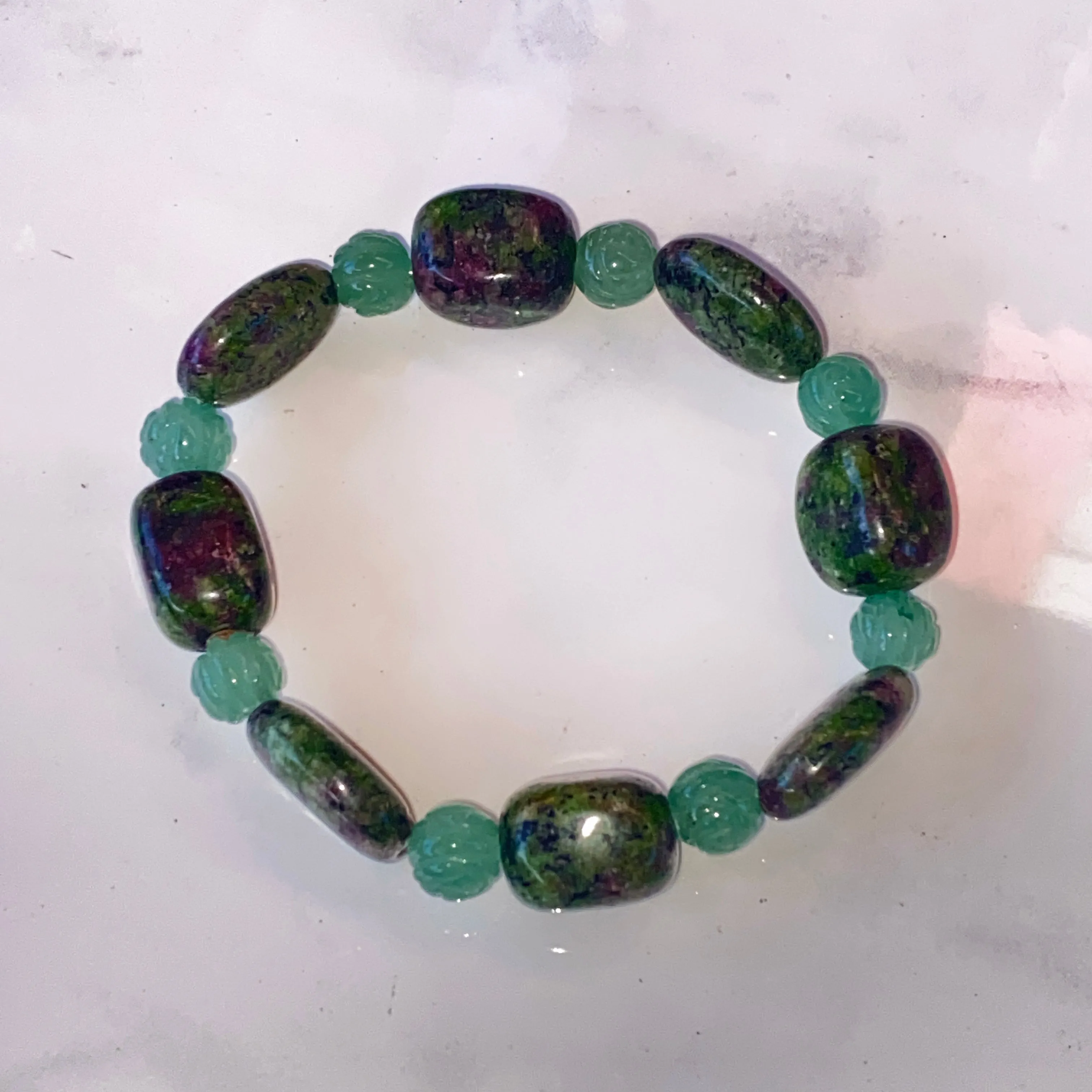 Women's Ruby Zoisite gemstone stretch Bracelet