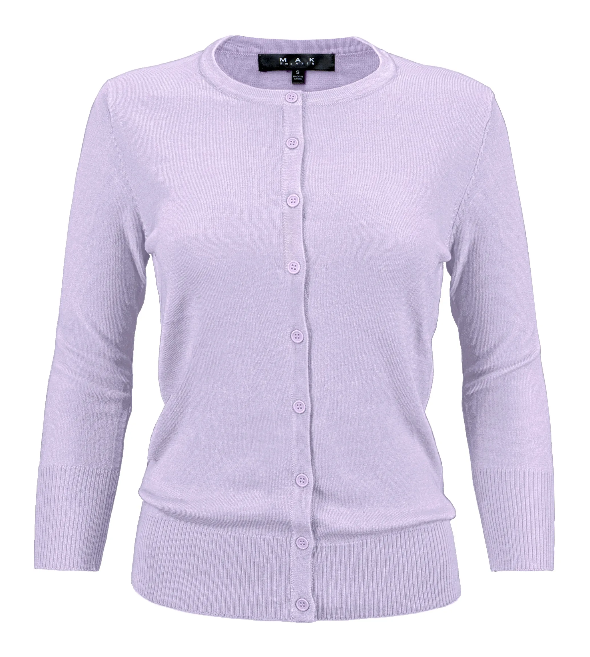 YEMAK Women's 3/4 Sleeve Crewneck Button Down Cardigan Sweater CO079 (S-L )Color Option (1 of 2)