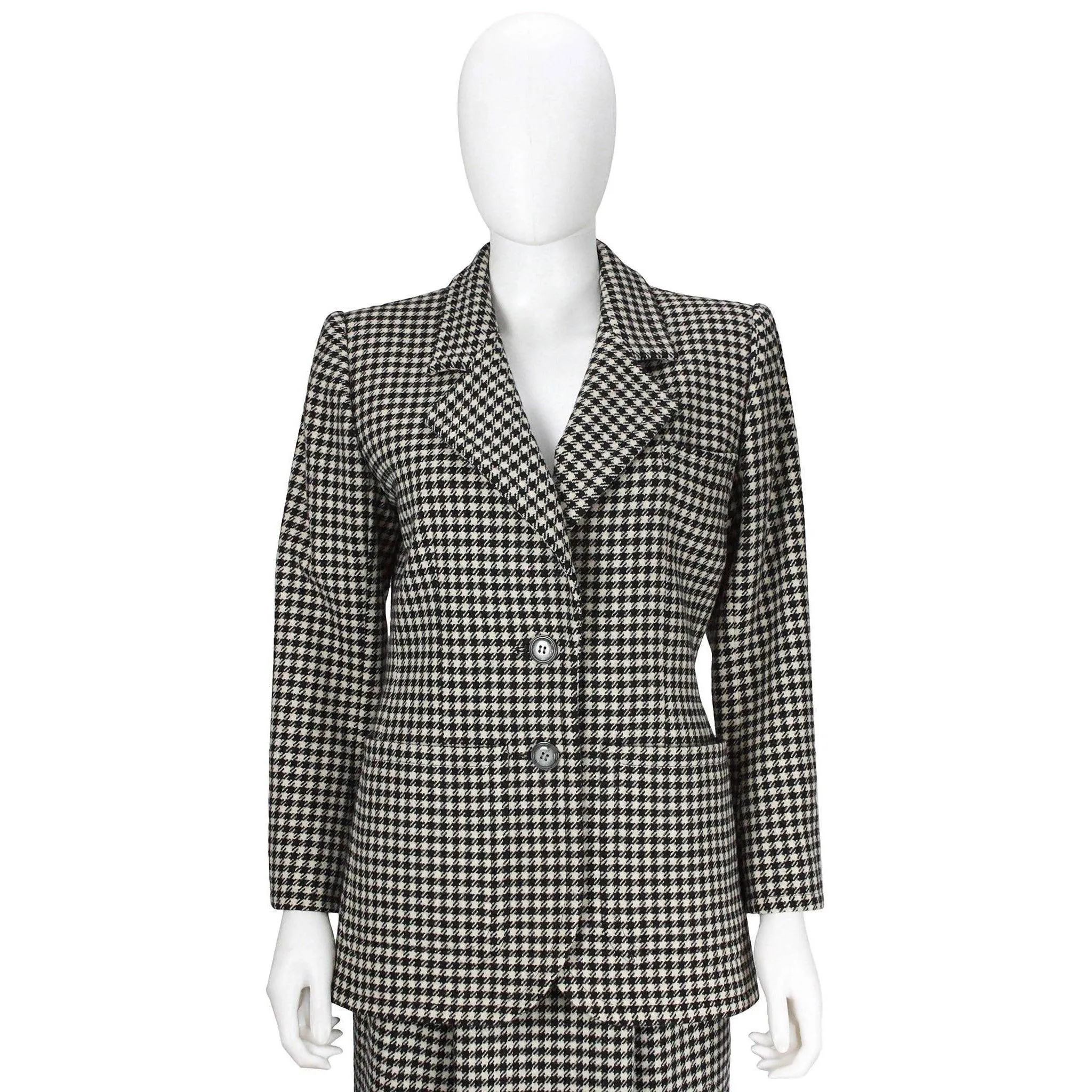 YVES SAINT LAURENT 1980's Rive Gauche Houndstooth Skirt Suit | EU 36