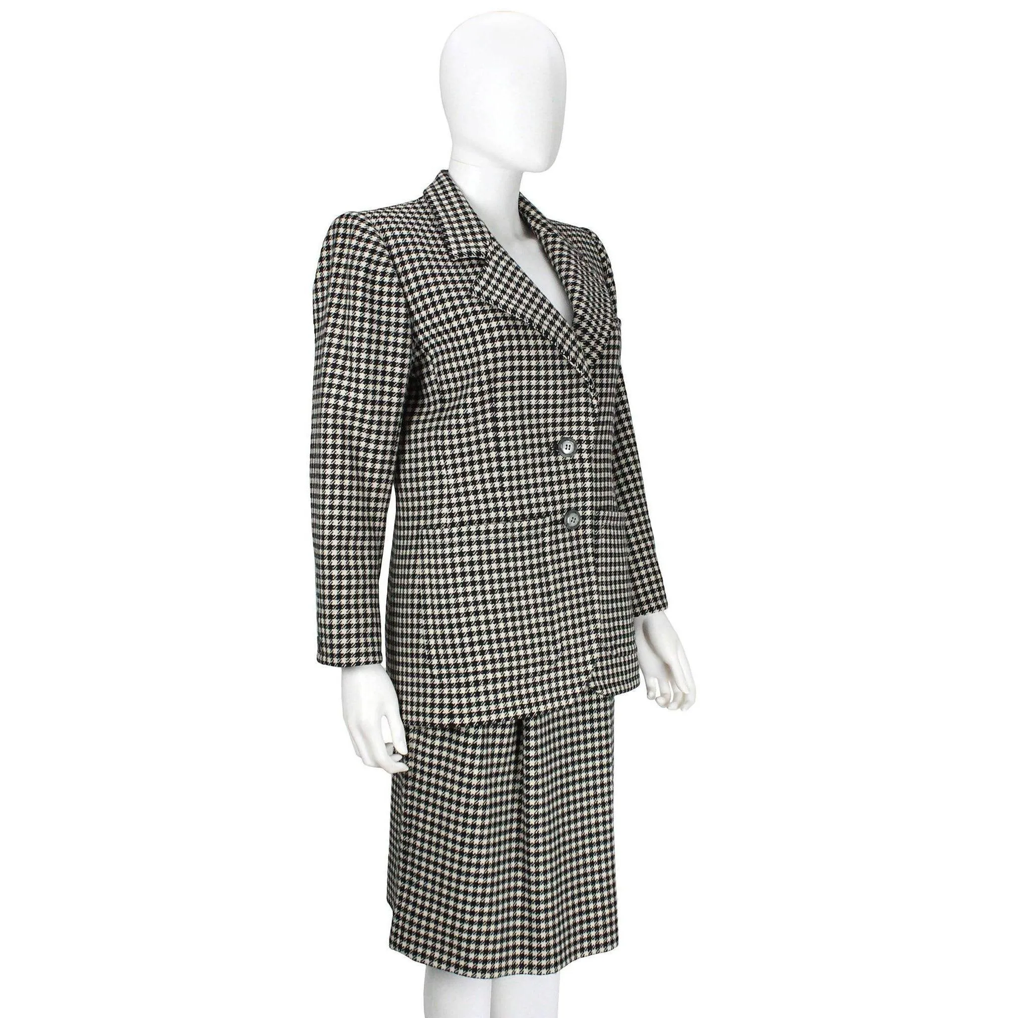 YVES SAINT LAURENT 1980's Rive Gauche Houndstooth Skirt Suit | EU 36