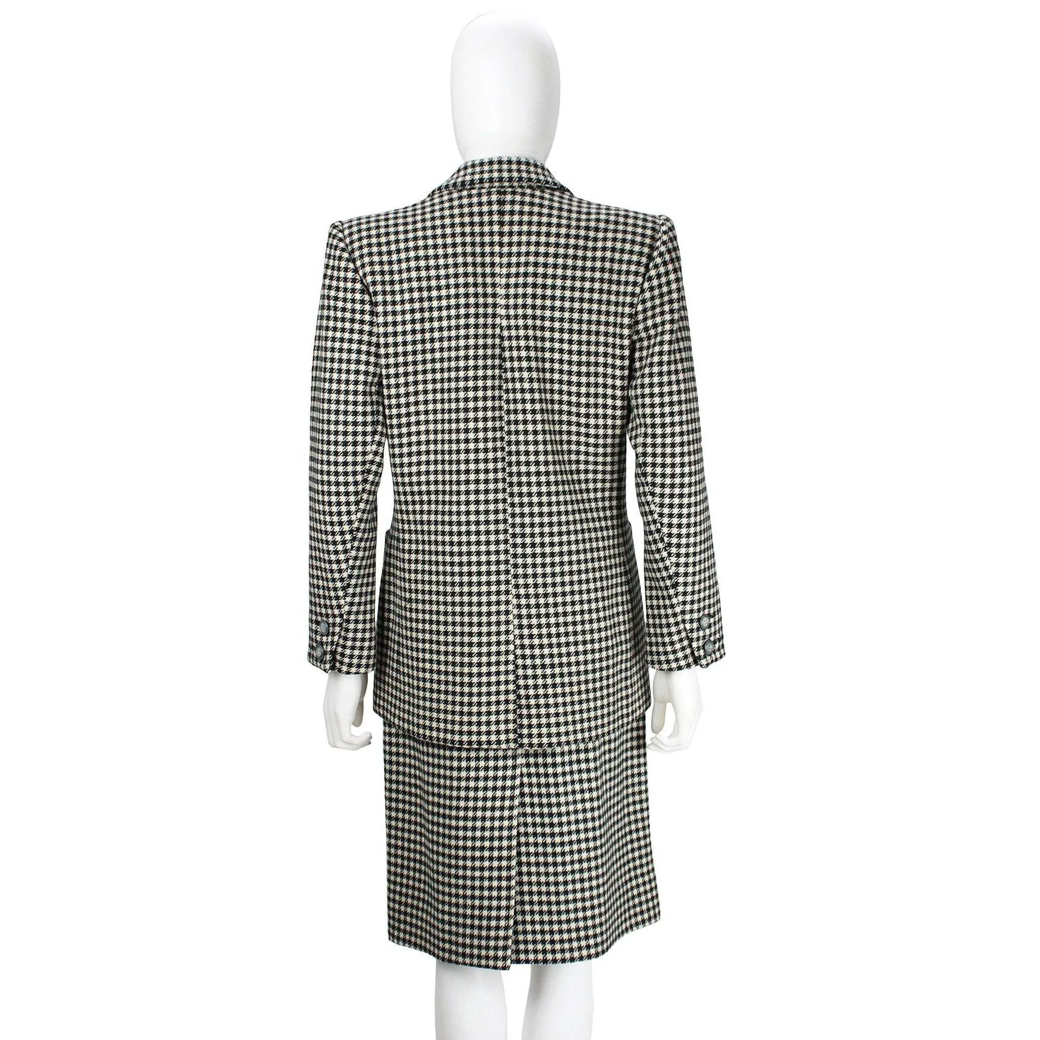 YVES SAINT LAURENT 1980's Rive Gauche Houndstooth Skirt Suit | EU 36