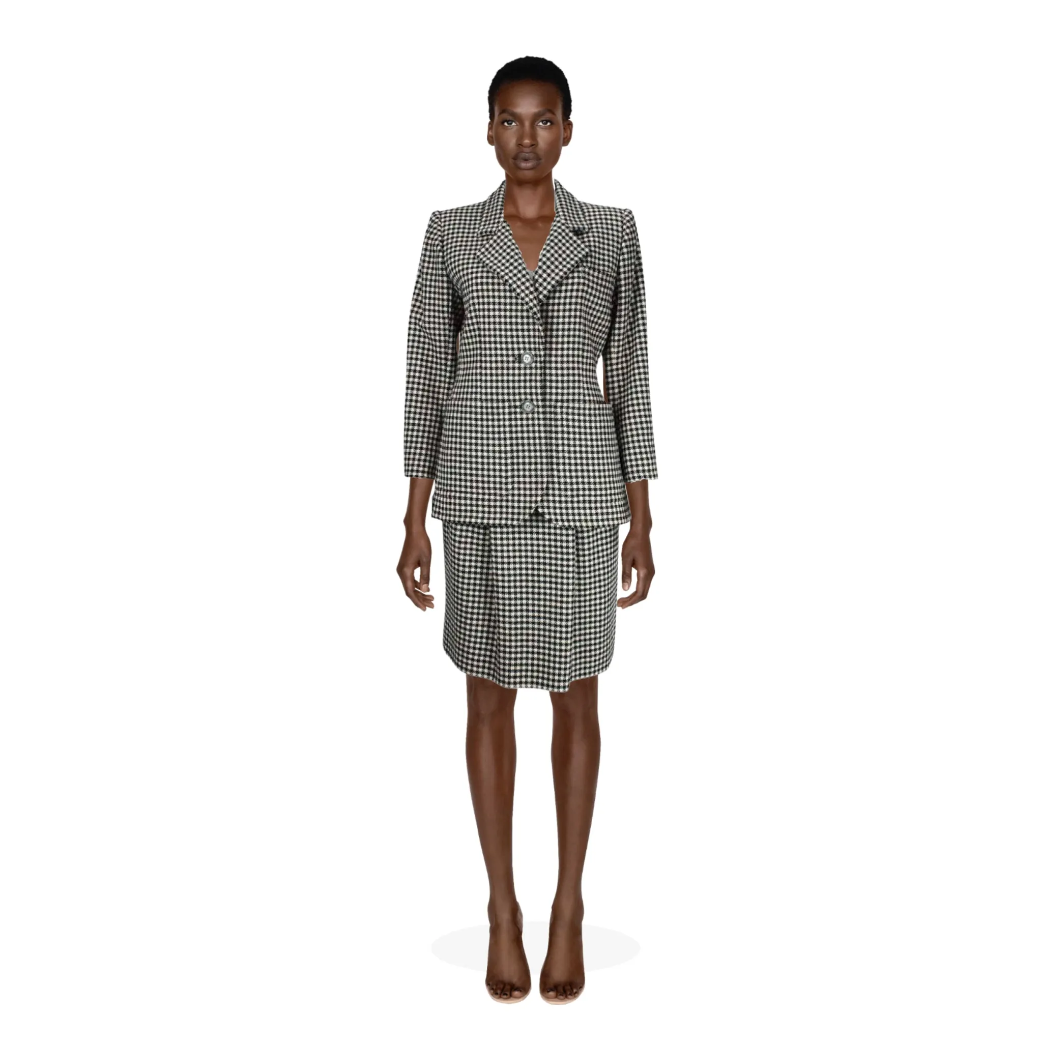 YVES SAINT LAURENT 1980's Rive Gauche Houndstooth Skirt Suit | EU 36